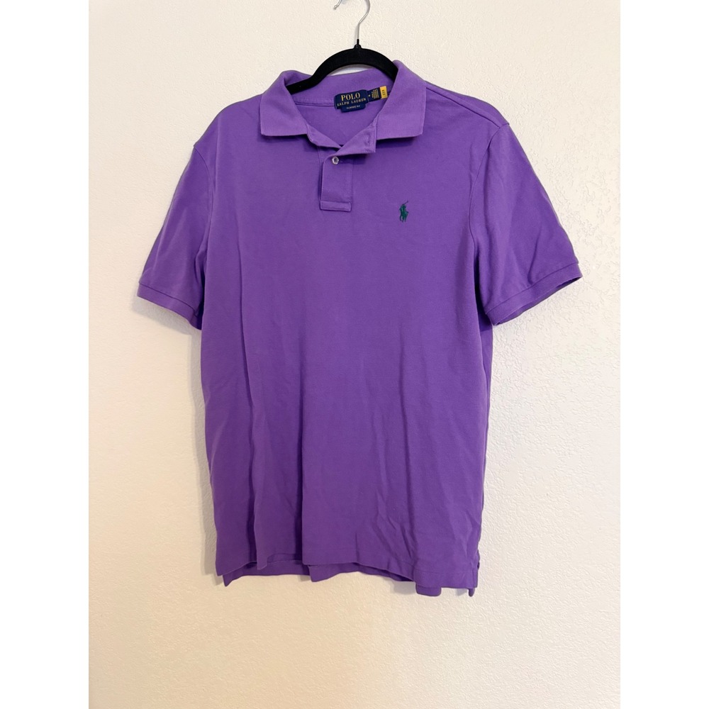 Polo Ralph Lauren Mens Classic Fit Purple Pique Mesh Short Sleeve Polo Shirt M